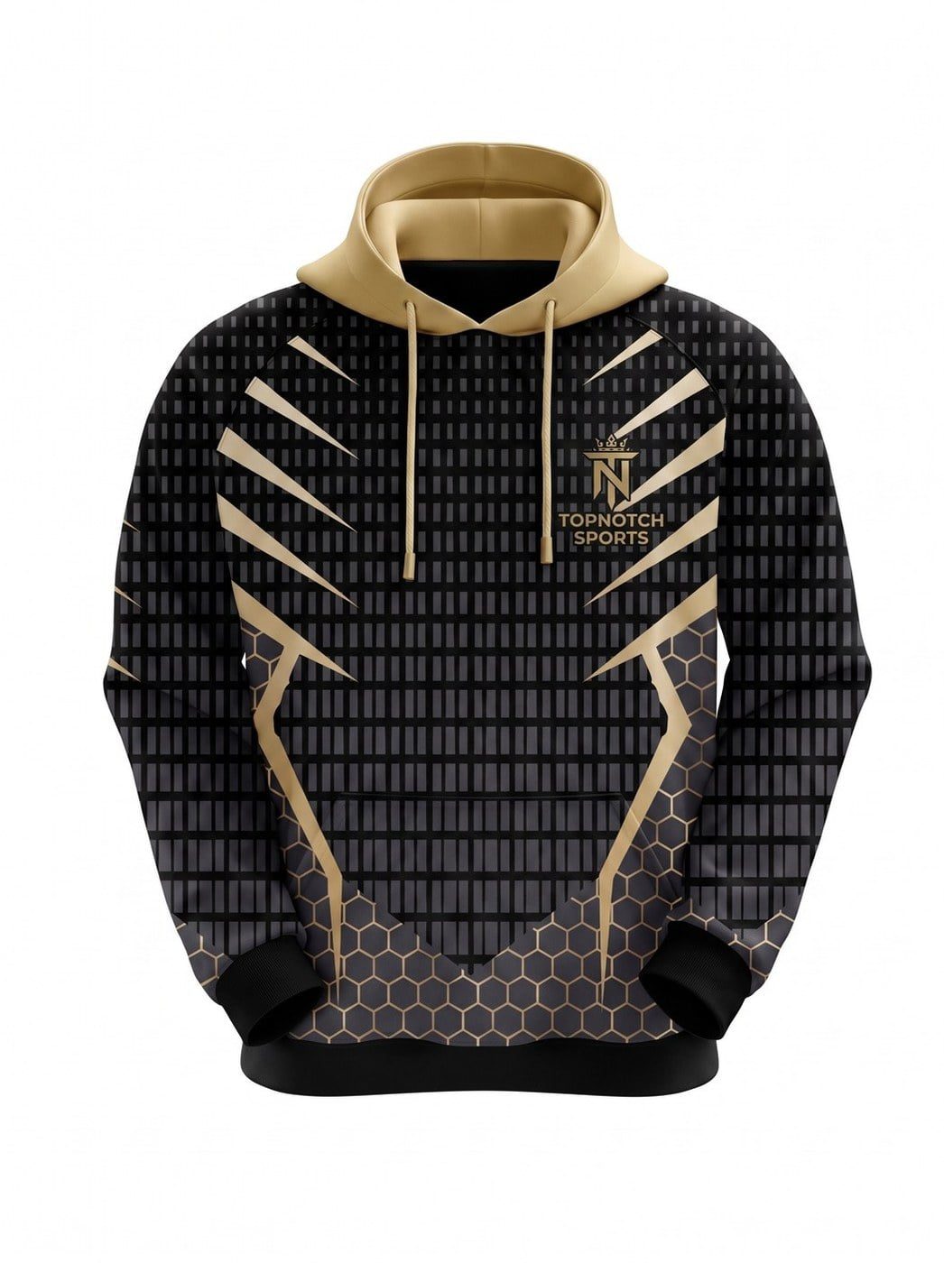 Custom team hoodie in black and gold
